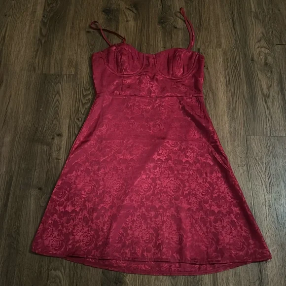 open lace back dress I Guess So Mini Dress White / Burgundy main image 1